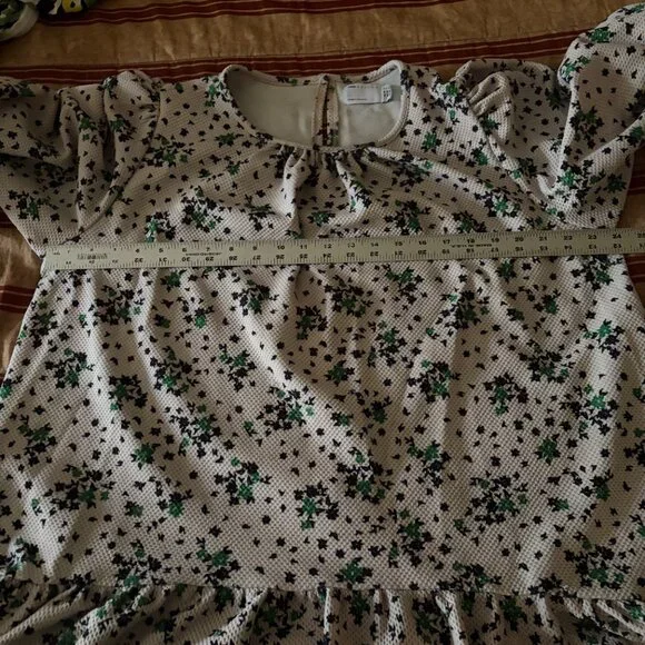 ASOS Design Floral Dress Size 14 3/4 Sleeves Textured Crepe - Picture 3 of 10